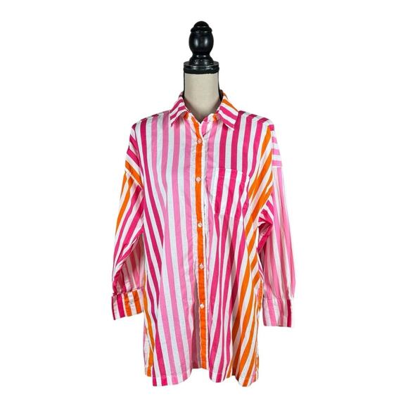 Beach Riot Alexa Shirt In Orange And Pink Stripe - Picture 3 of 6